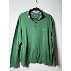 Vineyard Vines Men's Saltwater Quarter-Zip Green Pullover Whale Shep & Ian XL